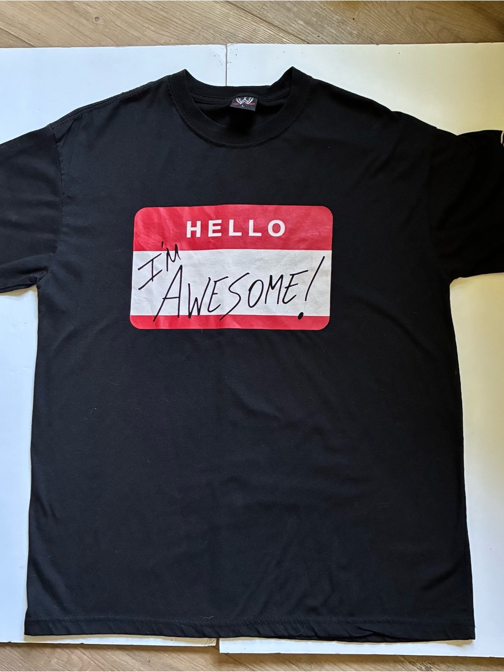 WWE The Miz Black Short Sleeve Tee with Red & White "Hello I'm Awesome" Large